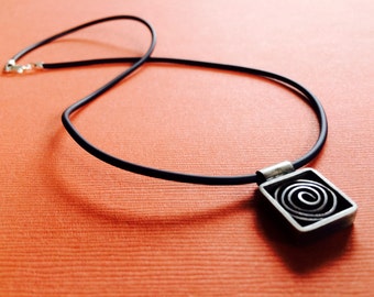 Spiral Squared (small) Sterling Silver Pendant