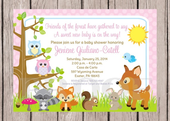 Woodland Animal Themed Baby Shower Invitations 5