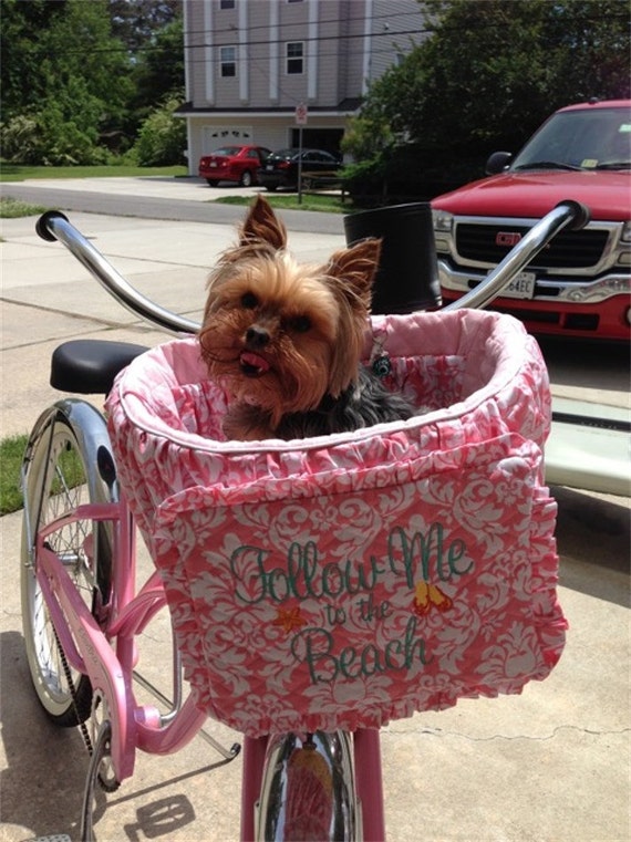 Bicycle Basket Liner for Dogs Pets Includes Embroidered