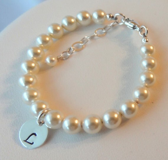 Tiffany Style Pearl Baby Girl Children Bracelet by ymcjewelry