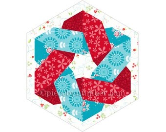 Knotty & Nice quilt block pattern, paper pieced quilt pattern, instant download, celtic knot pattern, hexagon quilt block, geometric, star