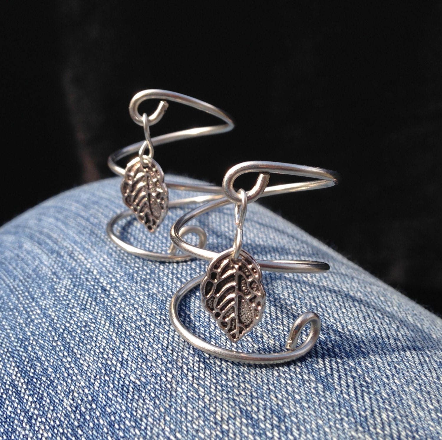 Silver Leaf Napkin Ring Nickel Silver Wire Set of Two