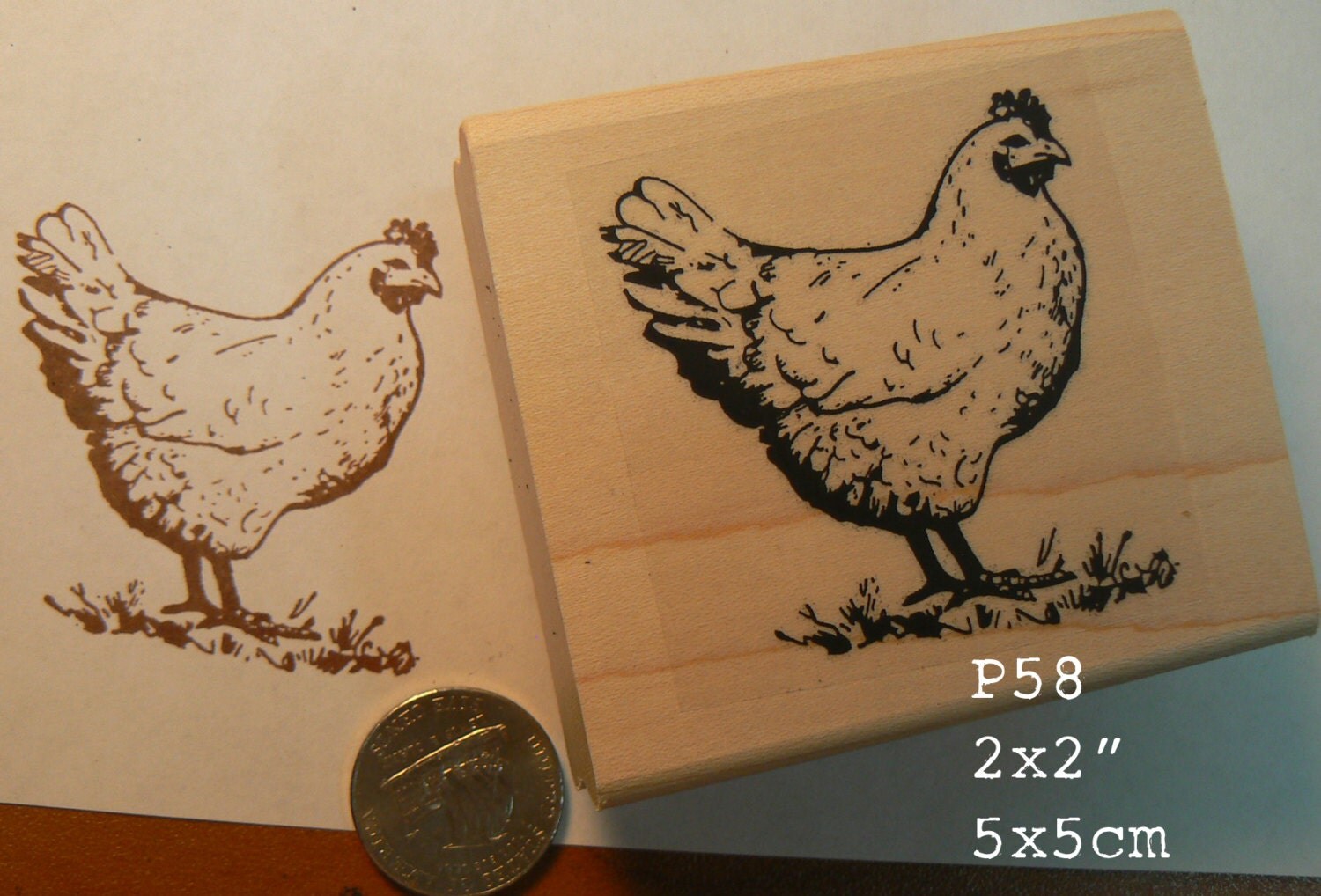 P58 Chicken hen rubber stamp
