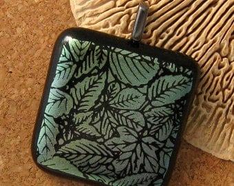 Dichroic Glass Leaf Pendant - Fused Glass Pendant - Glass Pendant - Dichroic Jewelry -Fused Glass Jewelry