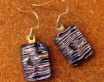 Dichroic Earrings - Fused Glass Earrings -Dichroic Jewelry - Fused Glass Jewelry - Purple Earrings - Dangle Earrings