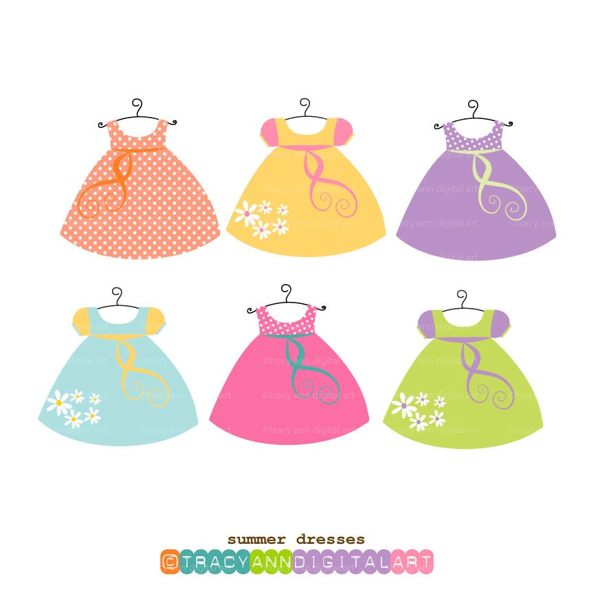 Summer Baby Doll Dress Clip Art Party by TracyAnnDigitalArt