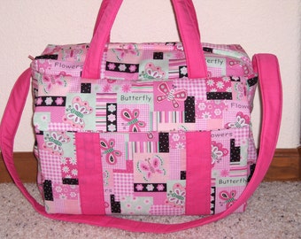 Flowers and Butterflies Diaper Bag w/change pad by EMIJANE