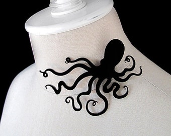 An Octopus Love Affair Brooch / Pin - Laser Cut Acrylic - Large 4" (C.A.B. Fayre Original Design)