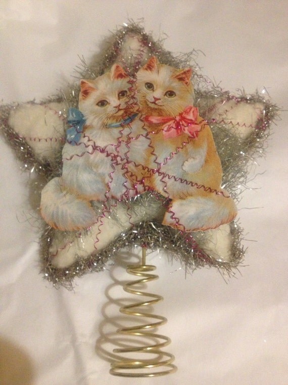 christmas vintage style cat star tree topper christmas vintage style cat star tree topper