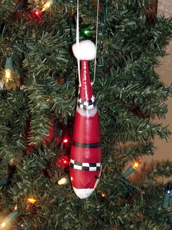 Hand Painted Primitive Santa and Sheep Banana Gourd Hand Painted Primitive Santa and Sheep Banana Gourd