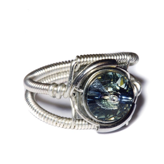 Cyberpunk Jewelry - RING - Black Diamond Swarovski Crystal