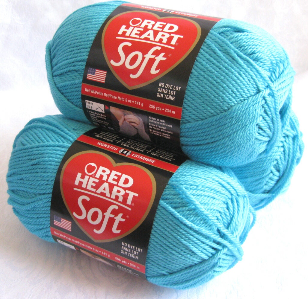 Red Heart Soft yarn TURQUOISE medium worsted weight by crochetgal