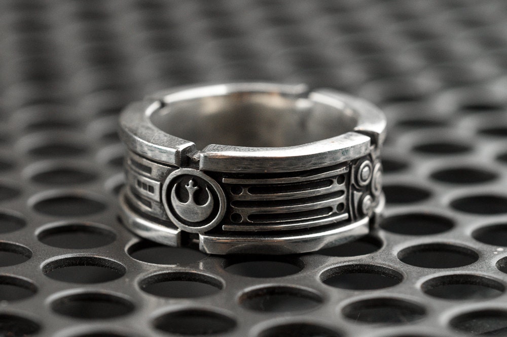 Lightsaber Wedding Ring Band Sterling Silver Custom Ring