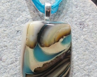 Fused Glass Pendant with ribbon necklace: Welcome Reaction
