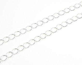 Silver Plated Extender Chain - Bright Silver Chain - Loose Chain for Necklaces or Bracelets with Soldered Links (FSCHS5)