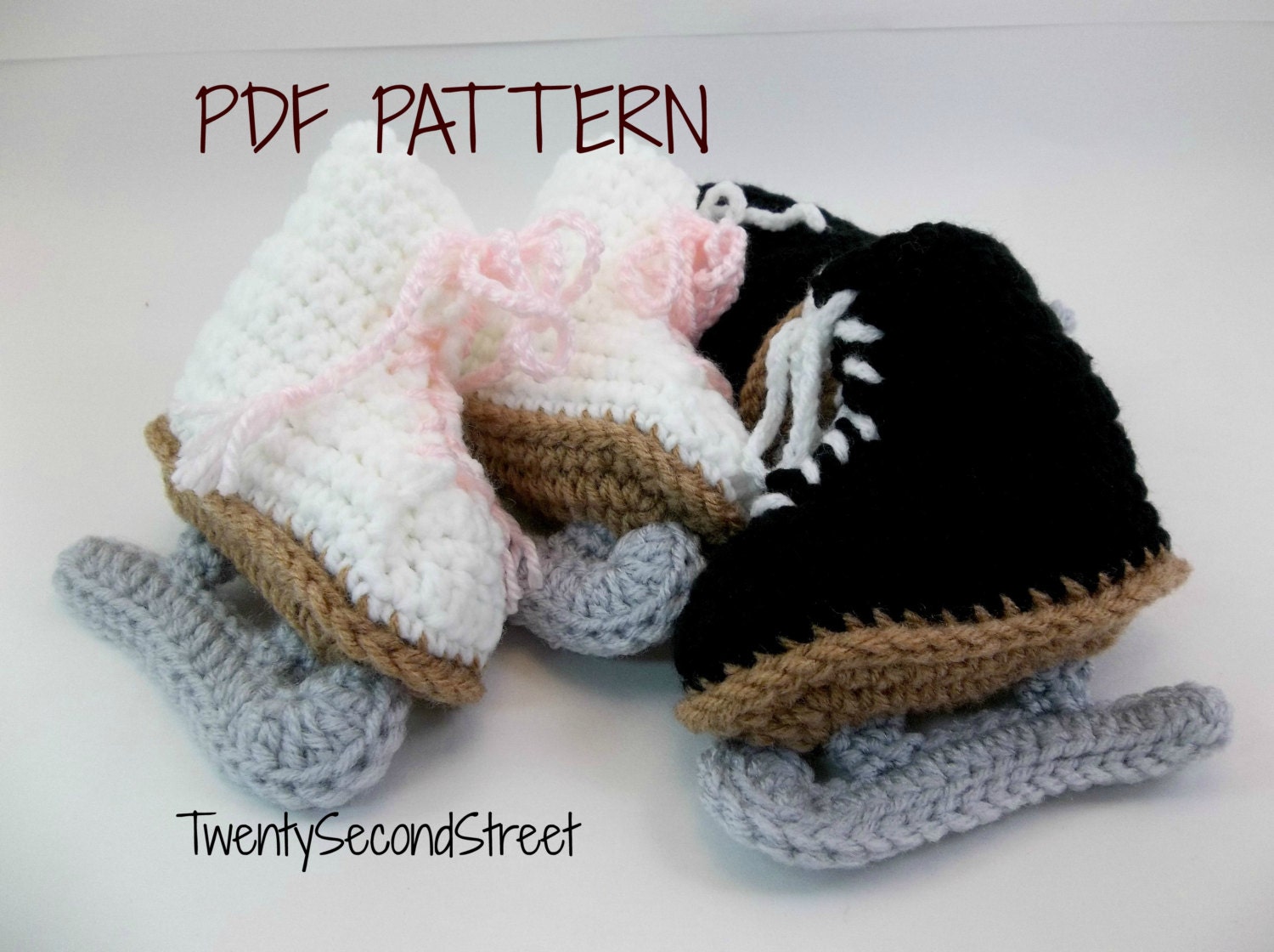 Baby Ice Skates Crochet PDF PATTERN from TwentySecondStreet on Etsy Studio