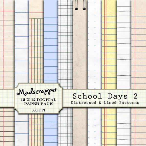 Digital Scrapbook Paper Lined Paper School Days 2 by madscrapper