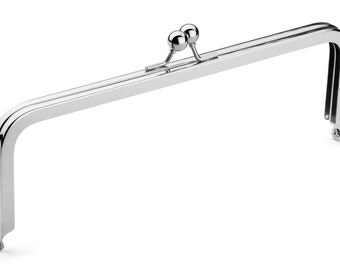 1pc - 9" x 3" Nickel Purse Frame with Standard Ball Clasp - Free Shipping (PURSE FRAME FRM-156)