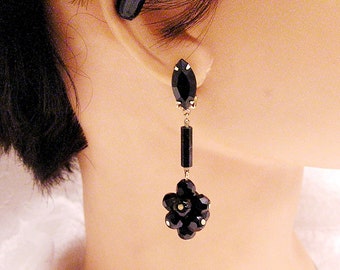 Vintage Lewis Segal Classic Black Dangle Earrings (J120)