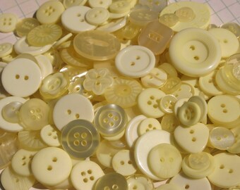 Yellow Buttons - Assorted Sewing Button - 120 Buttons - Misted Yellow
