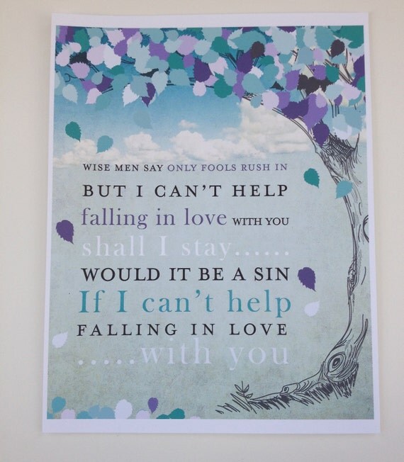 Elvis Presley Only Fools Rush In Lyrics 8x10 Art by PaperRamma