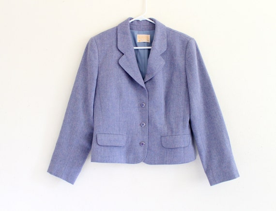 80s Light Blue Pendleton Virgin Wool Prep Jacket Coat Blazer