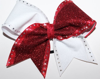 RHINESTONES ! and Glitter two tone Cheer bow by Funbows