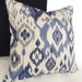 Blue Ikat Pillows Navy Blue Grey Gray Cream by PillowThrowDecor