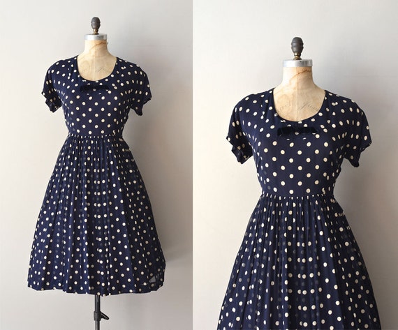 Pipette dress / 50s polka dot dress / vintage 1950s dress