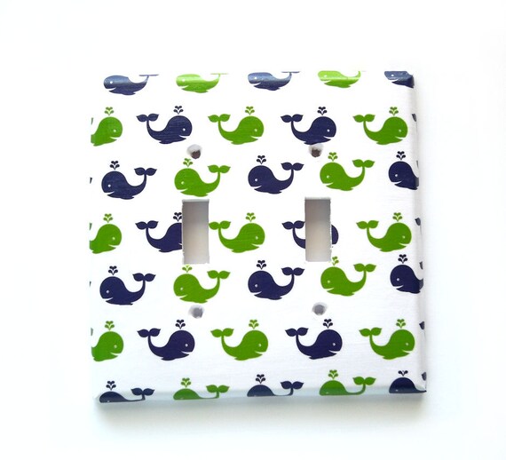 Whale Switchplate Cover Navy Green Switch Cover Single