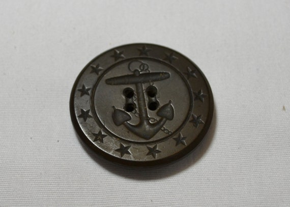 Vintage Navy Peacoat Anchor Button 13 Stars WWI