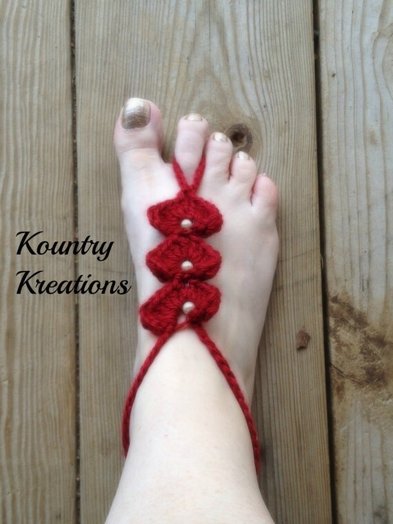 Crochet Barefoot Sandals, Wedding Bridesmaid shoes, Foot jewelry, Sexy ...