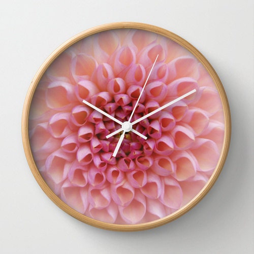 Flower clock Pink Chrysanthemum photo wall clock wall art