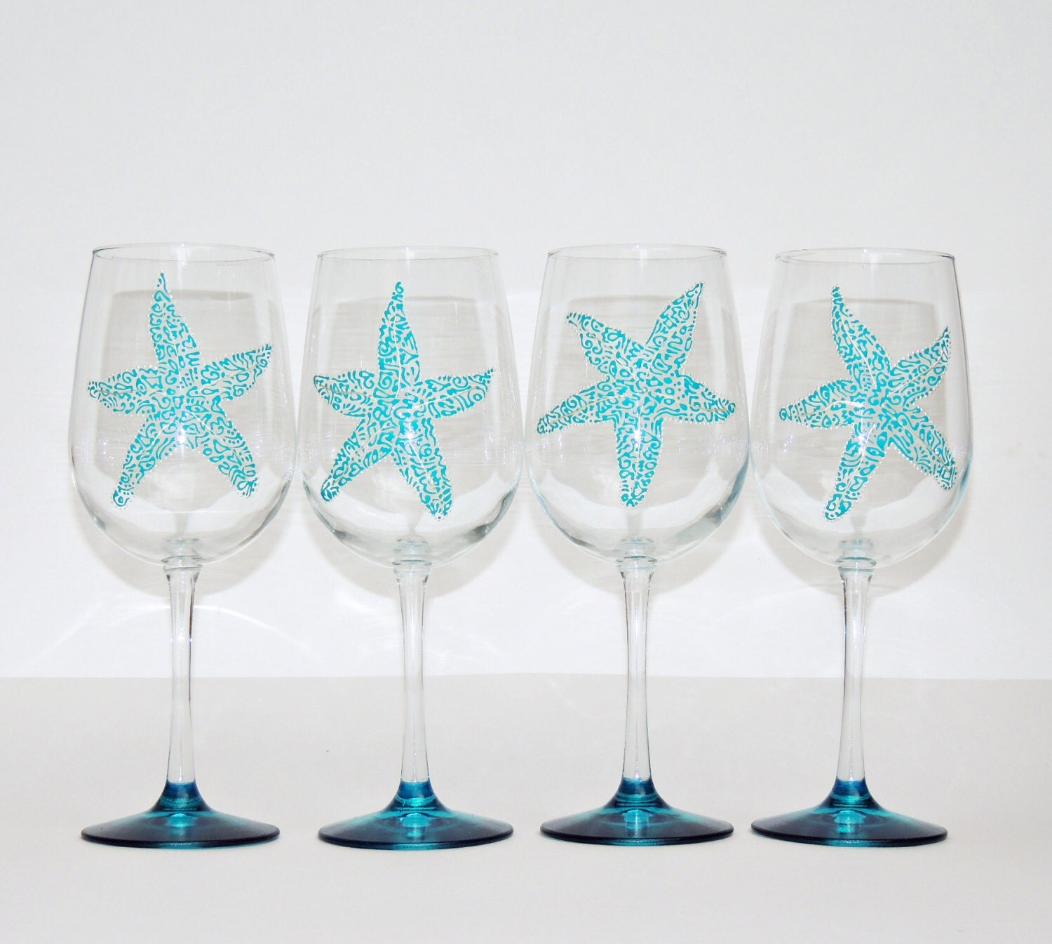 Sea star Starfish wine glasses Set of 4 by ButterflyRougeStudio