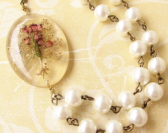 Real Flower Jewelry Real Flower Necklace Resin Jewelry Pressed Flower Necklace Bridal Jewelry Statement Necklace Bridesmaid Gift