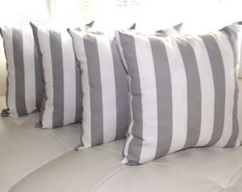 Gray Pillows, Gray Pillows, Grey White Stripe Pillows, Decorative Pillows, Gray Throw Pillow, Grey Accent Pillow - 4 PK - Free ship