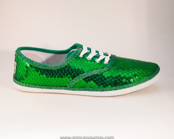 CVO Kelly Green Sequin Canvas Sneaker Tennis by princesspumps