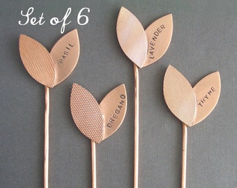 Small Sprout Herb Markers - Custom Set of 6 Garden Markers
