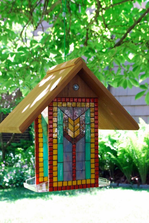 Bird Feeder Stained Glass Mosaic