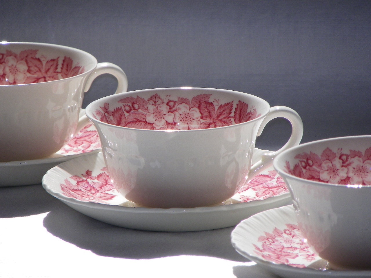 Antique Wedgwood China Tea Set Pink Flower Vine Bramble