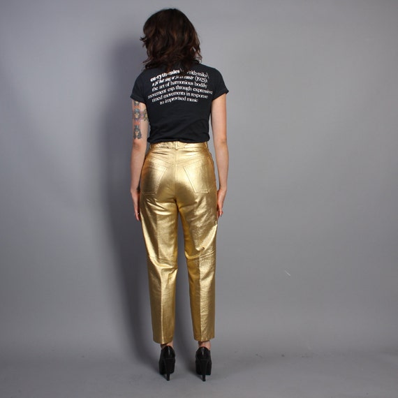 rose gold leather pants