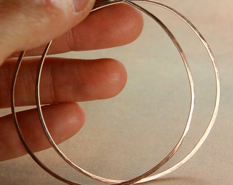 Big Boho Hammered Hoop Earrings - Your Choice in German Silver, Copper or NuGold Brass Copper Jewelry