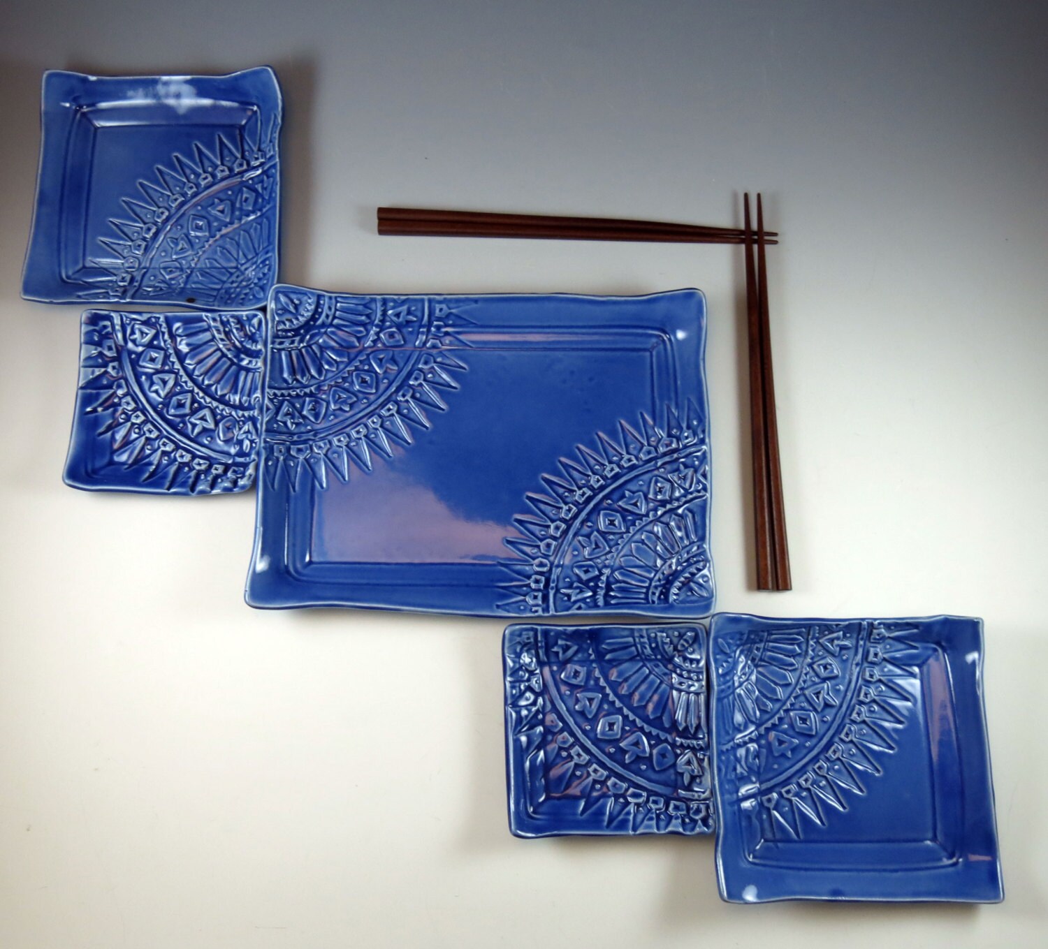 Pottery Plate Set Sushi Set for Two Appetizers 768