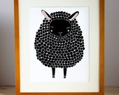 Black Sheep Illustration Nursery Art, Children Decor