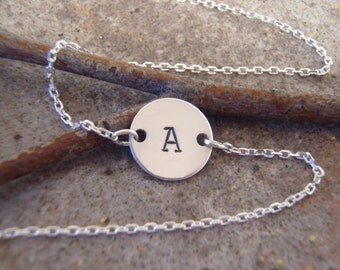 Single Initial Necklace Silver Initial by filigreepheasant