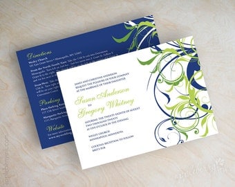 Royal Blue And Lime Green Wedding Invitations 10