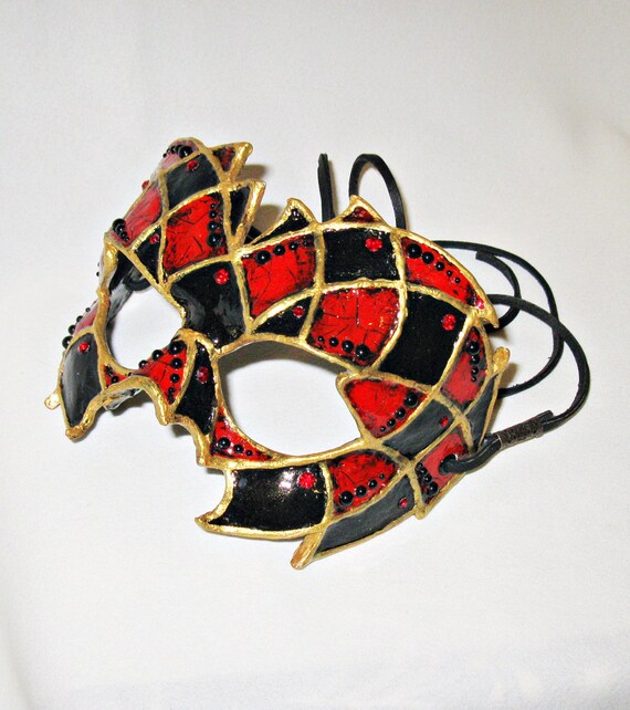 Custom Red and Black Masquerade Mask Men's by BejeweledMasquerade