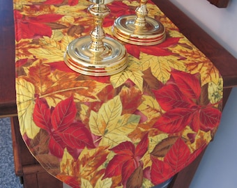 Changing Fall Leaves Table Runner 36" Golden Yellow and Red Leaves Fall Table Runner Thanksgiving Table Runner