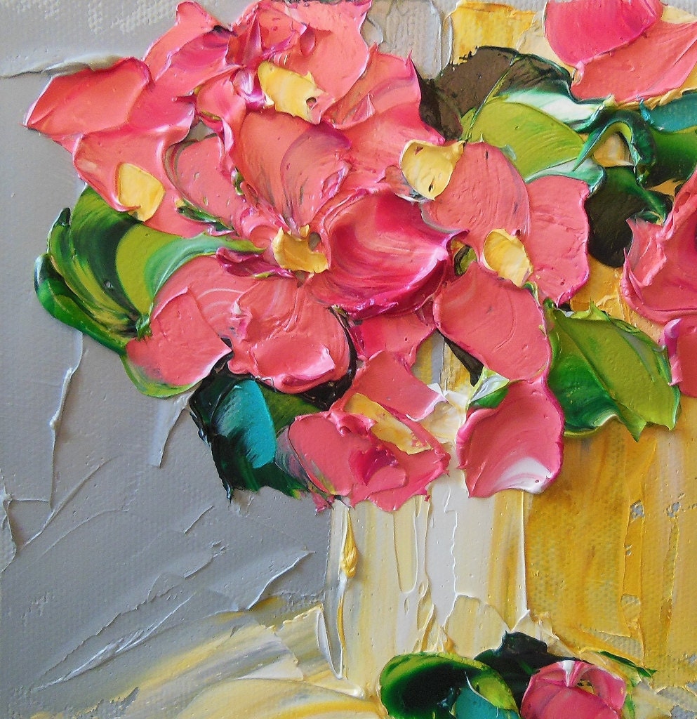 Abstract Painting Pink Floral Oil Painting Wall Decor