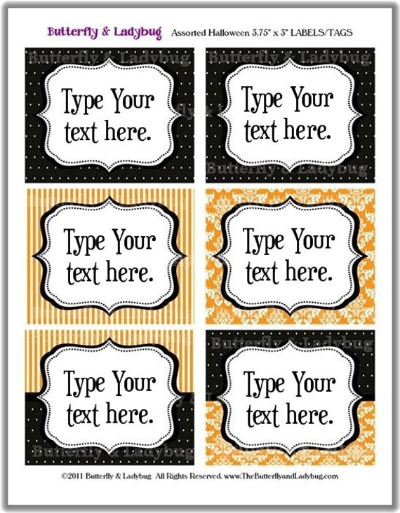 Items similar to DIY EDITABLE Printable Halloween Tags/Stickers 3.75